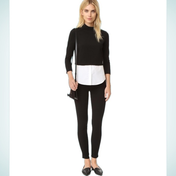Theory Tops - Theory Gracila FX Ponte layered blouse. Black/white. Size M.